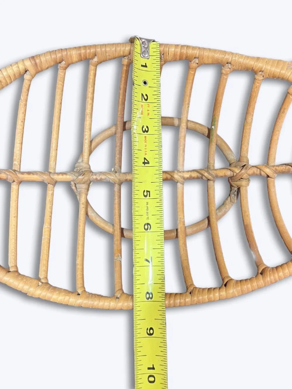 Vtg 1960s French Rattan Fish Basket Platter Mid Century Boho Wicker MCM Wall Art